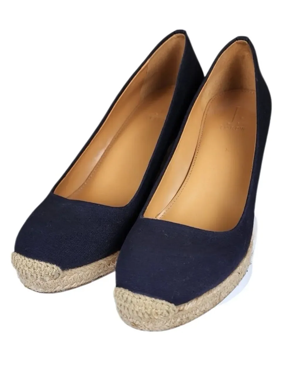 J. Crew J by Crew Navy Blue Canvas Espadrille Wedge Sandals, Size 9